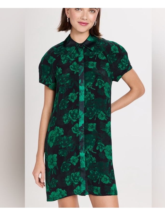 Alice + Olivia Green Floral Shirt Dress